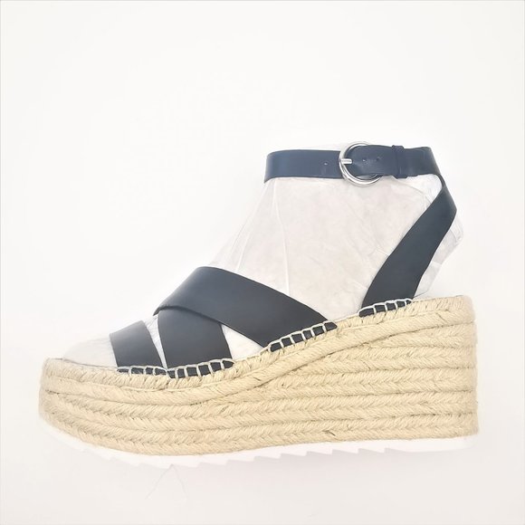 Marc Fisher Raffa Espadrille Platform Sandal size 9.5 leather - Picture 3 of 11